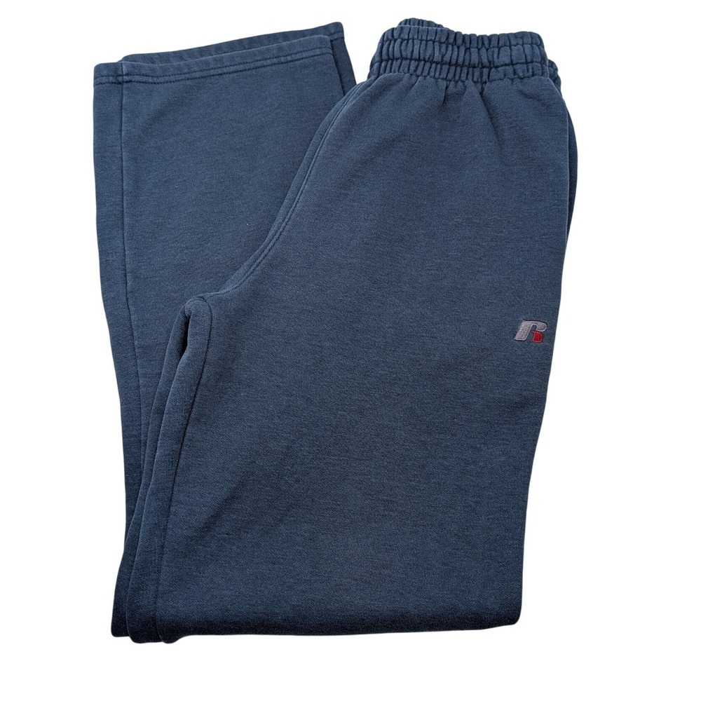 Y2K Russell Athletic Men's S‎ Navy Blue Fleece Straight Leg Sweatpants 28-30